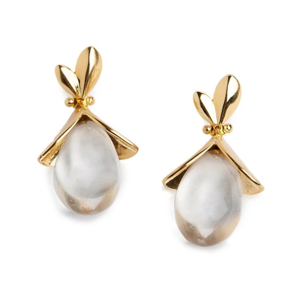 Lele Sadoughi Blooming Bud Earring in Clear Glass.